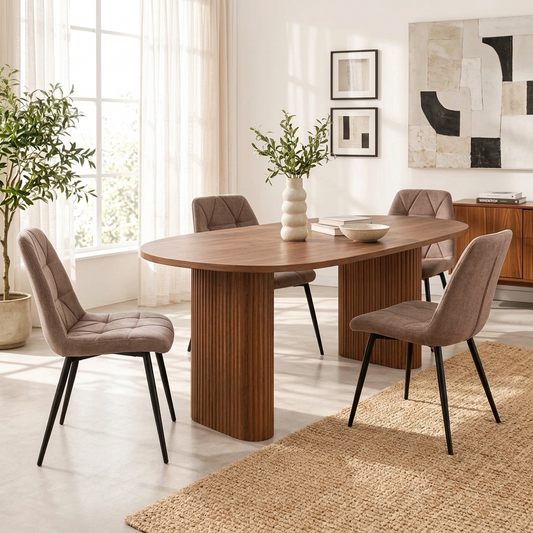 Table à Manger Ovale Clairière - 6 à 8 Personnes 180x90cm - Bois