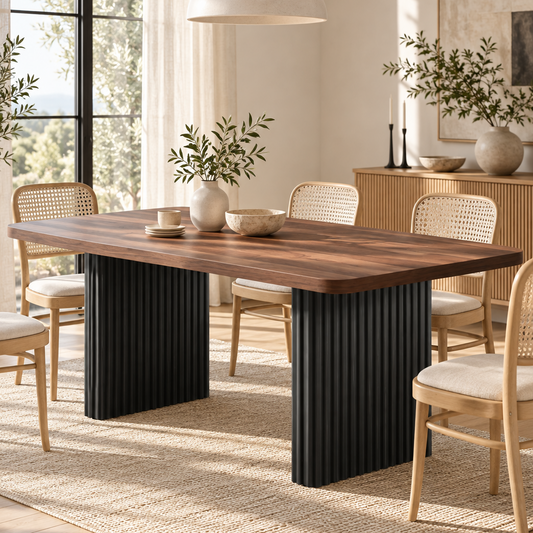 Table à Manger Écorce - 6 à 8 Personnes 180x80cm - Bois et Acier