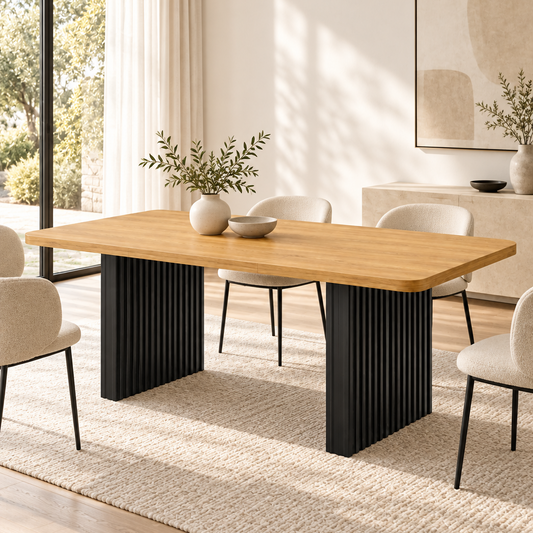 Table à Manger Écorce - 6 à 8 Personnes 180x80cm - Bois et Acier