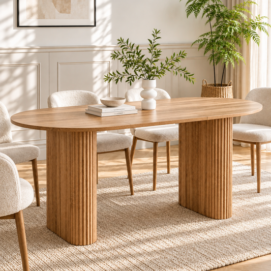 Table à Manger Ovale Clairière - 6 à 8 Personnes 180x90cm - Bois