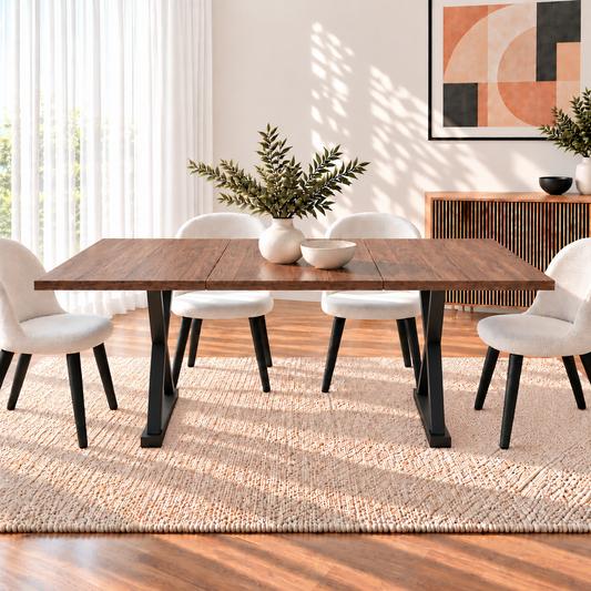 Table à Manger Noisette - 6 à 8 Personnes 180x90cm - Bois finition Noyer