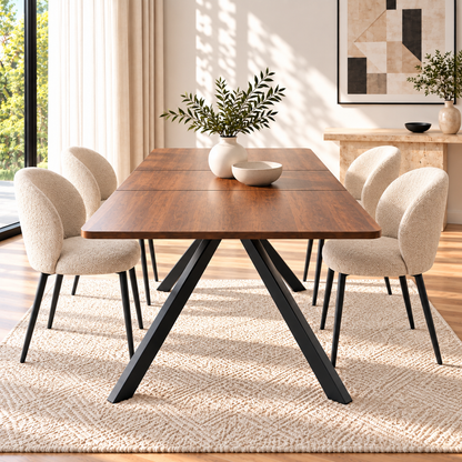Table à Manger Extensible Horizon - 6 à 10 Personnes 160/240x90cm - Bois et Acier
