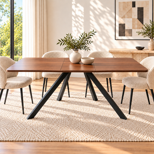 Table à Manger Extensible Horizon - 6 à 10 Personnes 160/240x90cm - Bois et Acier