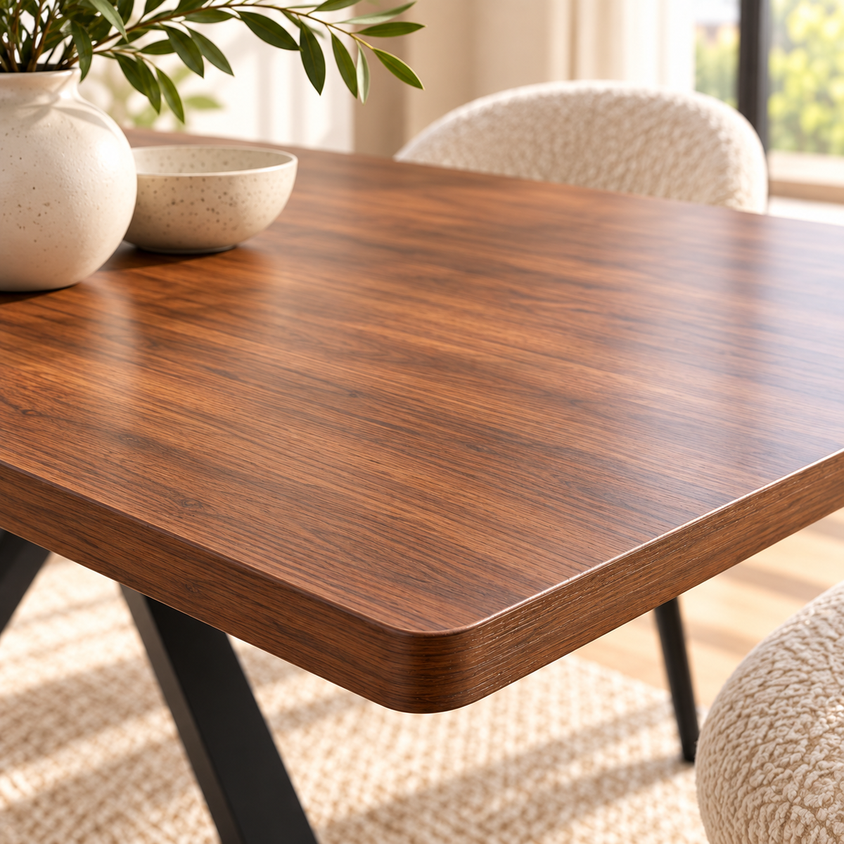 Table à Manger Extensible Horizon - 6 à 10 Personnes 160/240x90cm - Bois et Acier